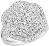ESTATE LARGE 1.79CT DIAMOND 14KT WHITE GOLD 3D PAVE FLOWER COCKTAIL RING