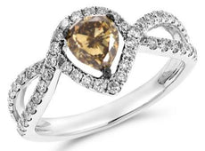 1.23CT WHITE & MOCHA DIAMOND 18KT WHITE GOLD 3D HALO INFINITY ENGAGEMENT RING