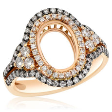 .86CT WHITE & CHOCOLATE FANCY DIAMOND 18KT ROSE GOLD SEMI MOUNT ENGAGEMENT RING