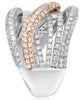 LARGE 2.41CT WHITE & PINK DIAMOND 18KT 2 TONE GOLD CRISS CROSS ANNIVERSARY RING