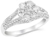 ESTATE WIDE 1.16CT DIAMOND 14KT WHITE GOLD 3D FLOWER FRIENDSHIP RING