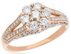 ESTATE 1.15CT DIAMOND 14KT ROSE GOLD 3D CLASSIC FLOWER LOVE RING