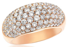ESTATE WIDE 2.23CT DIAMOND 14K ROSE GOLD MULTI ROW CLASSIC PAVE ANNIVERSARY RING