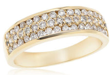ESTATE .71CT DIAMOND 14KT YELLOW GOLD 3D CLASSIC CHANNEL ROUND ANNIVERSARY RING