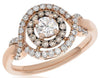 .89CT WHITE & MOCHA DIAMOND 14KT ROSE GOLD 3D SOLITAIRE INFINITY ENGAGEMENT RING