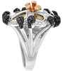 LARGE 4.78CT WHITE BLACK & FANCY YELLOW DIAMOND 18KT WHITE & ROSE GOLD FUN RING