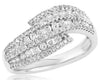 ESTATE .79CT DIAMOND 18KT WHITE GOLD MULTI ROW CRISS CROSS DOUBLE LEAF FUN RING
