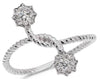 ESTATE .17CT DIAMOND 18KT WHITE GOLD 3D SNOWFLAKE STAR FLOWER LOVE KNOT FUN RING
