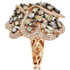 LARGE 5.07CT WHITE & FANCY YELLOW DIAMOND 18KT ROSE GOLD MULTI SHAPE FLOWER RING