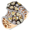 1.94CT WHITE & MULTI COLOR DIAMOND 18K ROSE GOLD 3D CLUSTER MULTI SHAPE FUN RING