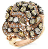 3.46CT WHITE & MULTI COLOR DIAMOND 18KT ROSE GOLD 3D MULTI SHAPE COCKTAIL RING