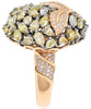 LARGE 4.36CT WHITE & FANCY YELLOW DIAMOND 18K ROSE GOLD 3D CLUSTER LEAF FUN RING
