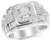 .56CT DIAMOND 18KT WHITE GOLD PRINCESS & ROUND MATTE & SHINY SQUARE MENS RING
