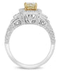 2.01CT WHITE & FANCY YELLOW DIAMOND 14KT 2 TONE GOLD TRAPEZOID ENGAGEMENT RING