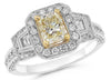 2.01CT WHITE & FANCY YELLOW DIAMOND 14KT 2 TONE GOLD TRAPEZOID ENGAGEMENT RING
