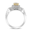 1.47CT WHITE & FANCY YELLOW DIAMOND 14KT 2 TONE GOLD BAGUETTE ENGAGEMENT RING