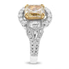 2.64CT WHITE & FANCY YELLOW DIAMOND 14KT 2 TONE GOLD TRAPEZOID ENGAGEMENT RING