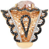 ESTATE 5.46CT WHITE BLACK & ICE DIAMOND 18KT ROSE GOLD FLOWER FUN COCKTAIL RING