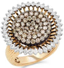 2.76CT WHITE & CHOCOLATE FANCY DIAMOND 18KT ROSE GOLD 3D CLUSTER SUNFLOWER RING