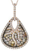 ESTATE MULTI COLOR 2.02CT DIAMOND 18KT ROSE GOLD 3D TEAR DROP PAVE FUN PENDANT