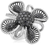 ESTATE LARGE 3.11CT WHITE & BLACK DIAMOND 18K WHITE & BLACK GOLD 3D BOW FUN RING