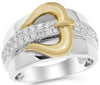 ESTATE .80CT DIAMOND 18KT WHITE AND YELLOW GOLD HEART BELT FUN RING