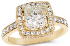 2.50CT WHITE & FANCY YELLOW DIAMOND 14KT YELLOW GOLD 3D HALO ENGAGEMENT RING