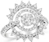 ESTATE LARGE 1.0CT DIAMOND 18KT WHITE GOLD 3D MULTI CIRCULAR FLOWER FUN RING