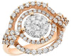 ESTATE LARGE 1.30CT DIAMOND 18KT ROSE GOLD 3D FLOWER DOUBLE HALO LOVE RING