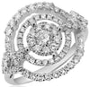 ESTATE LARGE 1.26CT DIAMOND 18KT WHITE GOLD FLOWER FUN RING