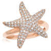 ESTATE WIDE .77CT DIAMOND 14KT ROSE GOLD 3D STAR FISH FUN RING