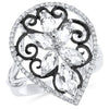 2.26CT DIAMOND & AAA WHITE TOPAZ 14KT WHITE GOLD 3D MARQUISE & ROUND FLOWER RING
