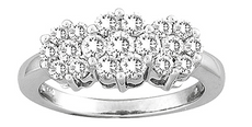 1.0CT DIAMOND 14KT WHITE GOLD ROUND 3D INVISIBLE FLOWER PAST PRESENT FUTURE RING