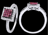 .5CT DIAMOND & AAA RUBIES 14K WHITE GOLD ROUND & PRINCESS INVISIBLE SQUARE RING