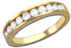 ESTATE 1CT DIAMOND 14KT YELLOW GOLD ROUND CHANNEL SEMI ETERNITY ANNIVERSARY RING