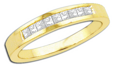.25CT DIAMOND 14KT YELLOW GOLD PRINCESS CHANNEL SEMI ETERNITY ANNIVERSARY RING