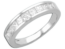 1.0CT DIAMOND 14KT WHITE GOLD PRINCESS CHANNEL SEMI ETERNITY ANNIVERSARY RING