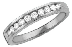 ESTATE 0.33CT DIAMOND 14KT WHITE GOLD 3D ROUND CHANNEL WEDDING ANNIVERSARY RING