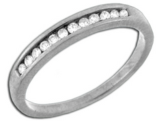 ESTATE .15CT DIAMOND 14KT WHITE GOLD 3D ROUND CHANNEL WEDDING ANNIVERSARY RING
