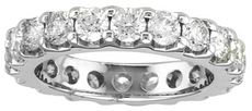 LARGE 3.0CT DIAMOND 14KT WHITE GOLD ROUND SHARE PRONG ETERNITY ANNIVERSARY RING