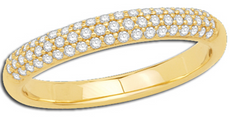 .25CT DIAMOND 14KT YELLOW GOLD CLASSIC 3 ROW PAVE SEMI ETERNITY ANNIVERSARY RING