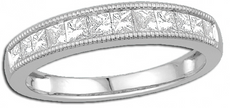 .75CT DIAMOND 14KT WHITE GOLD PRINCESS CHANNEL MIGRAIN WEDDING ANNIVERSARY RING