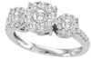 0.5CT DIAMOND 14KT WHITE GOLD 3D ROUND CLUSTER FLOWER SEMI ETERNITY PROMISE RING