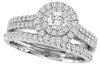 1.25CT DIAMOND 14K WHITE GOLD 3D ROUND SEMI ETERNITY DOUBLE HALO ENGAGEMENT RING