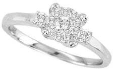 CLASSIC 0.5CT DIAMOND 14KT WHITE GOLD 3D ROUND CLUSTER 3 STONE ENGAGEMENT RING