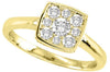 ESTATE .15CT DIAMOND 14K YELLOW GOLD 3D ROUND SQUARE CLUSTER BEZEL FUN LOVE RING