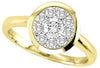 ESTATE .15CT DIAMOND 14KT YELLOW GOLD ROUND CIRCULAR CLUSTER BEZEL FUN LOVE RING