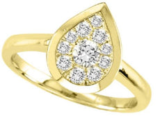 ESTATE .15CT DIAMOND 14KT YELLOW GOLD ROUND 3D PEAR SHAPE CLUSTER FUN LOVE RING
