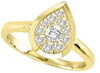 ESTATE .15CT DIAMOND 14KT YELLOW GOLD ROUND 3D PEAR SHAPE CLUSTER FUN LOVE RING