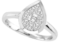 ESTATE .15CT DIAMOND 14KT WHITE GOLD ROUND 3D PEAR SHAPE CLUSTER FUN LOVE RING